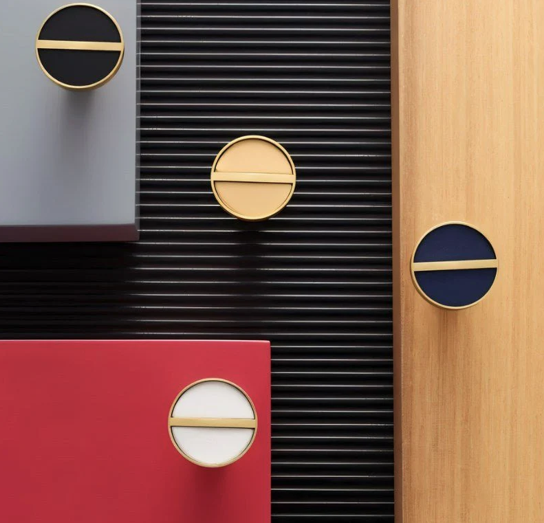 colorful leather and metal knobs